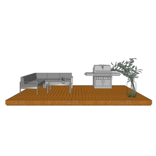 Terrass 3x5m (näidisena aiamööbli ja grilliga)